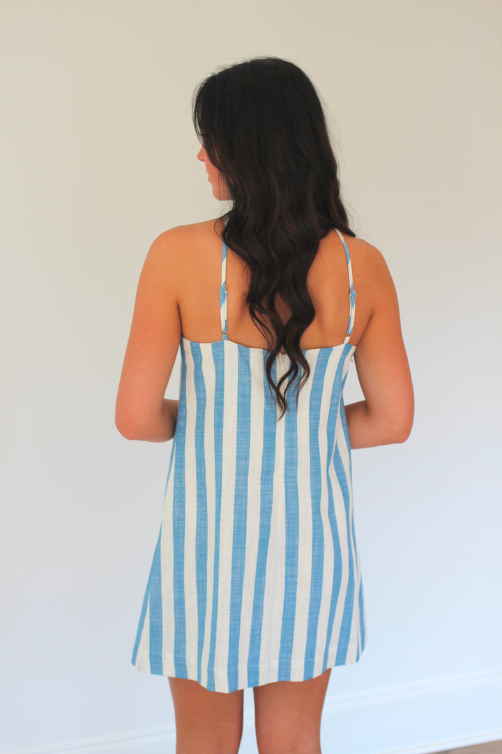 Coastal Stripe Halter Mini