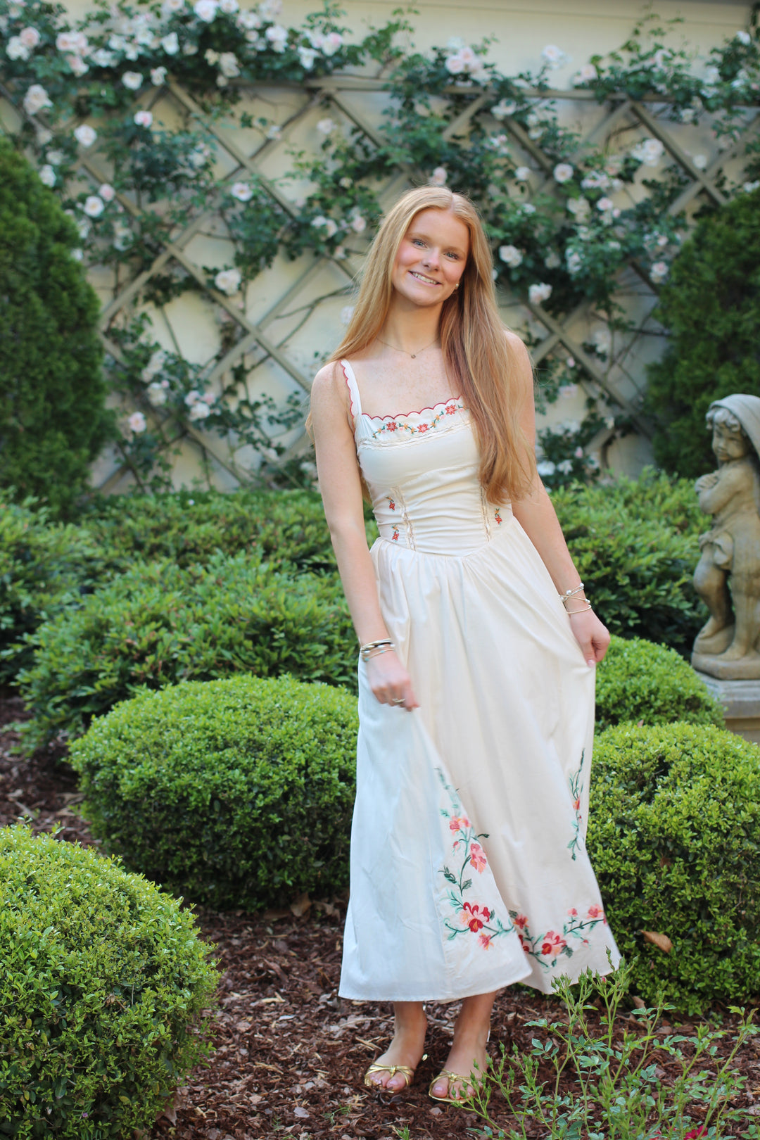 Flowered Vine Embroidered Dress