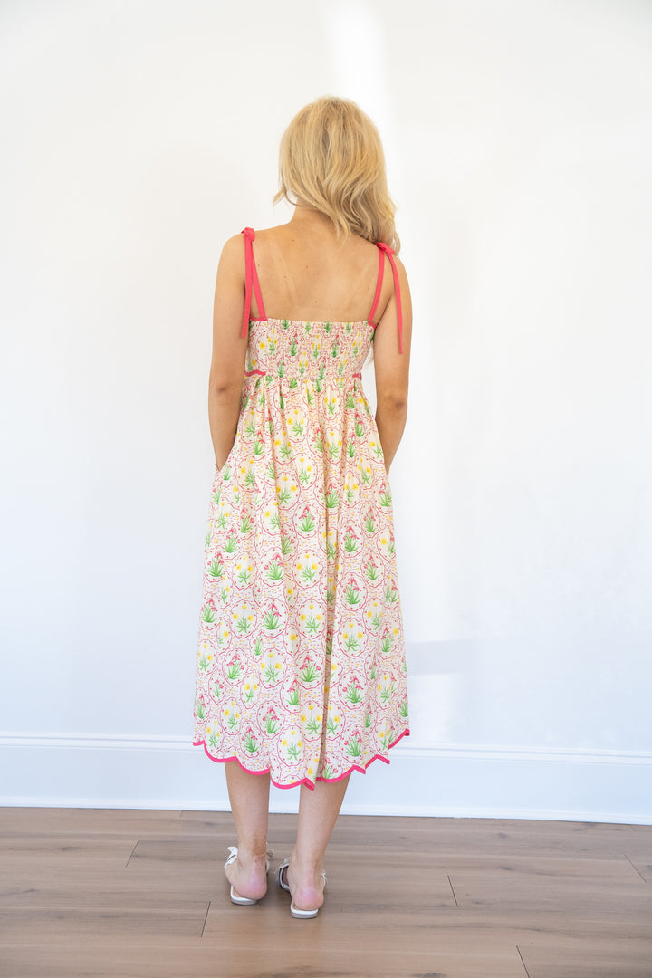 Scalloped Pink Floral Sundress