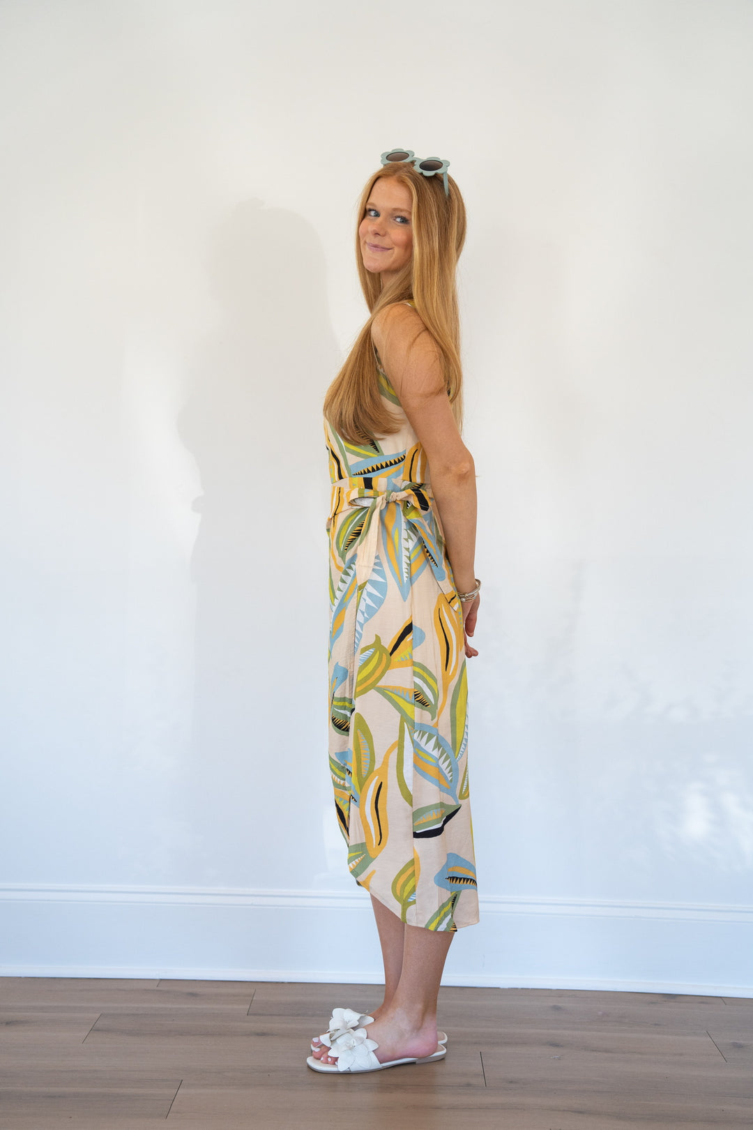 Abstract Leaf Wrap Dress