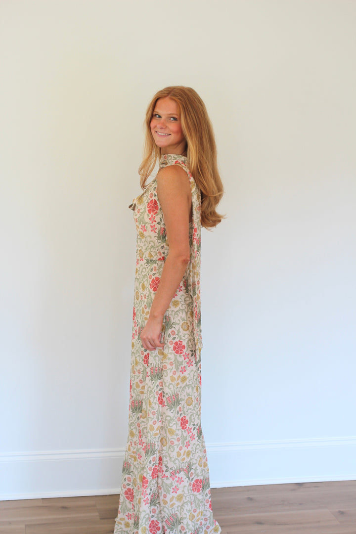 Scarf Neck Cowl Floral Maxi