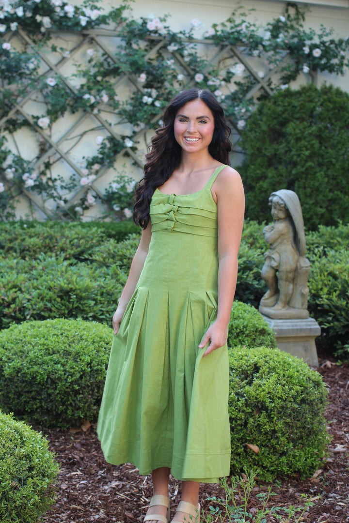Moss Knotted Front Dress