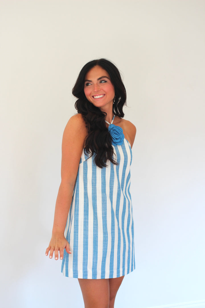 Coastal Stripe Halter Mini