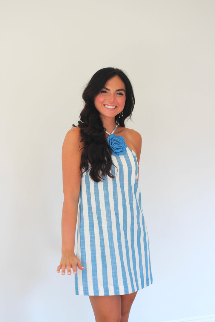 Coastal Stripe Halter Mini