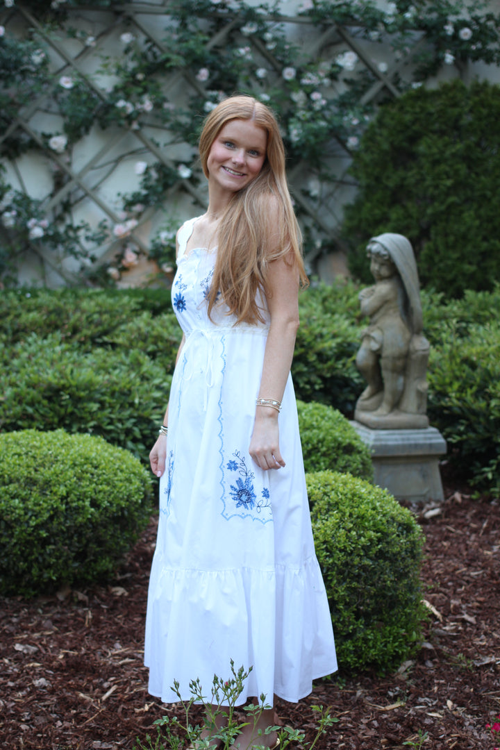 Embroidered Scalloped Dress