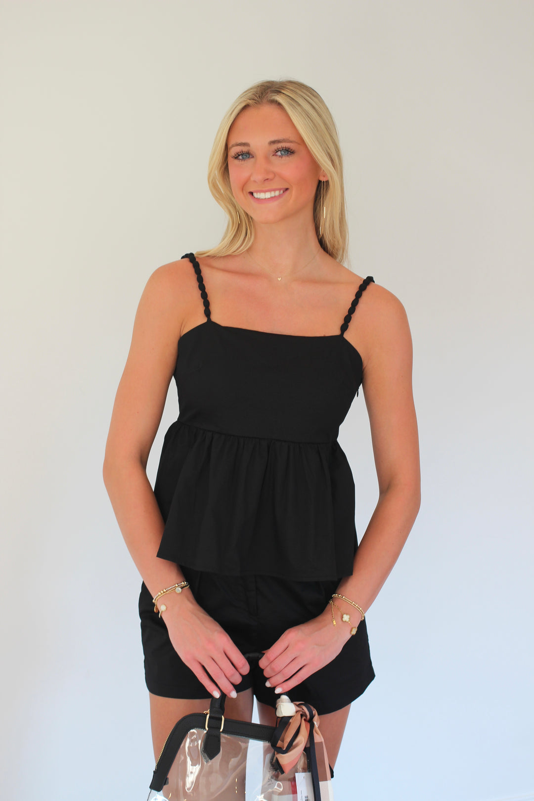 Beaded Strap Peplum Set