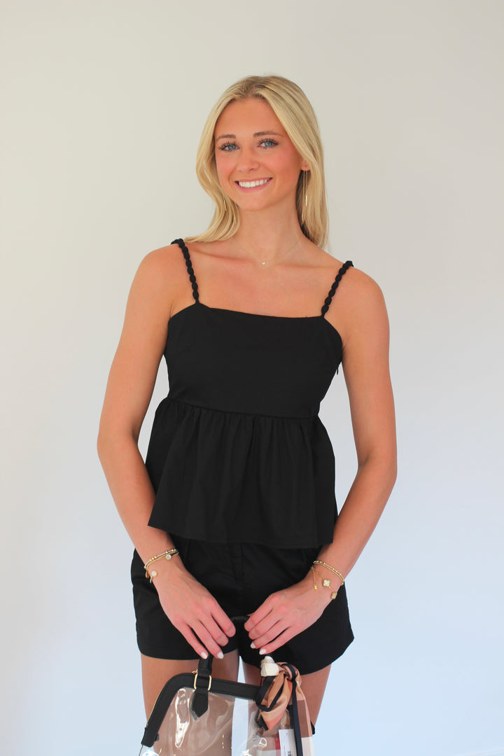 Beaded Strap Peplum Set