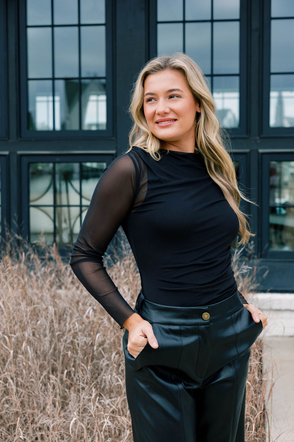 Asymmetric Shirring Bodysuit