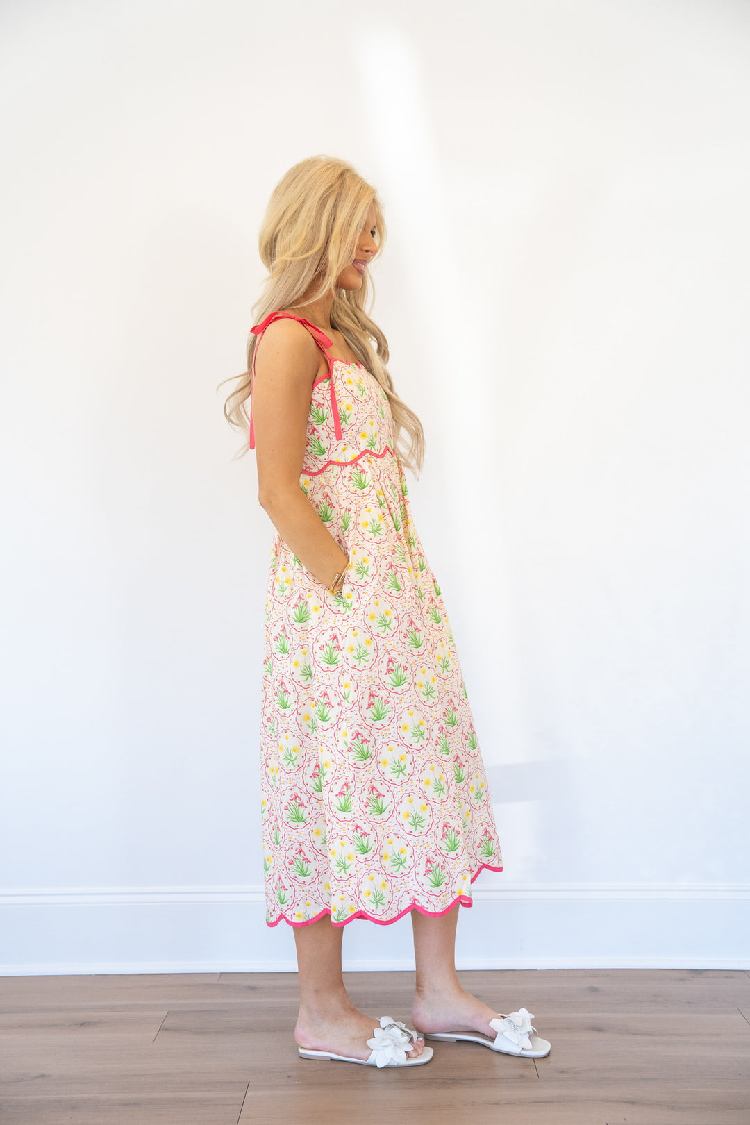Scalloped Pink Floral Sundress