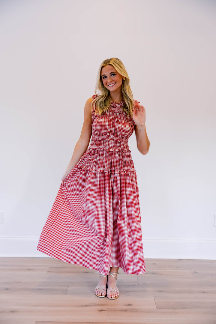 Red Gingham Drop Waist Dress