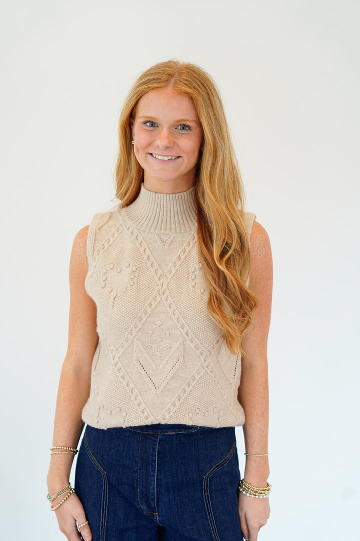 Cable Knit Sleeveless Sweater