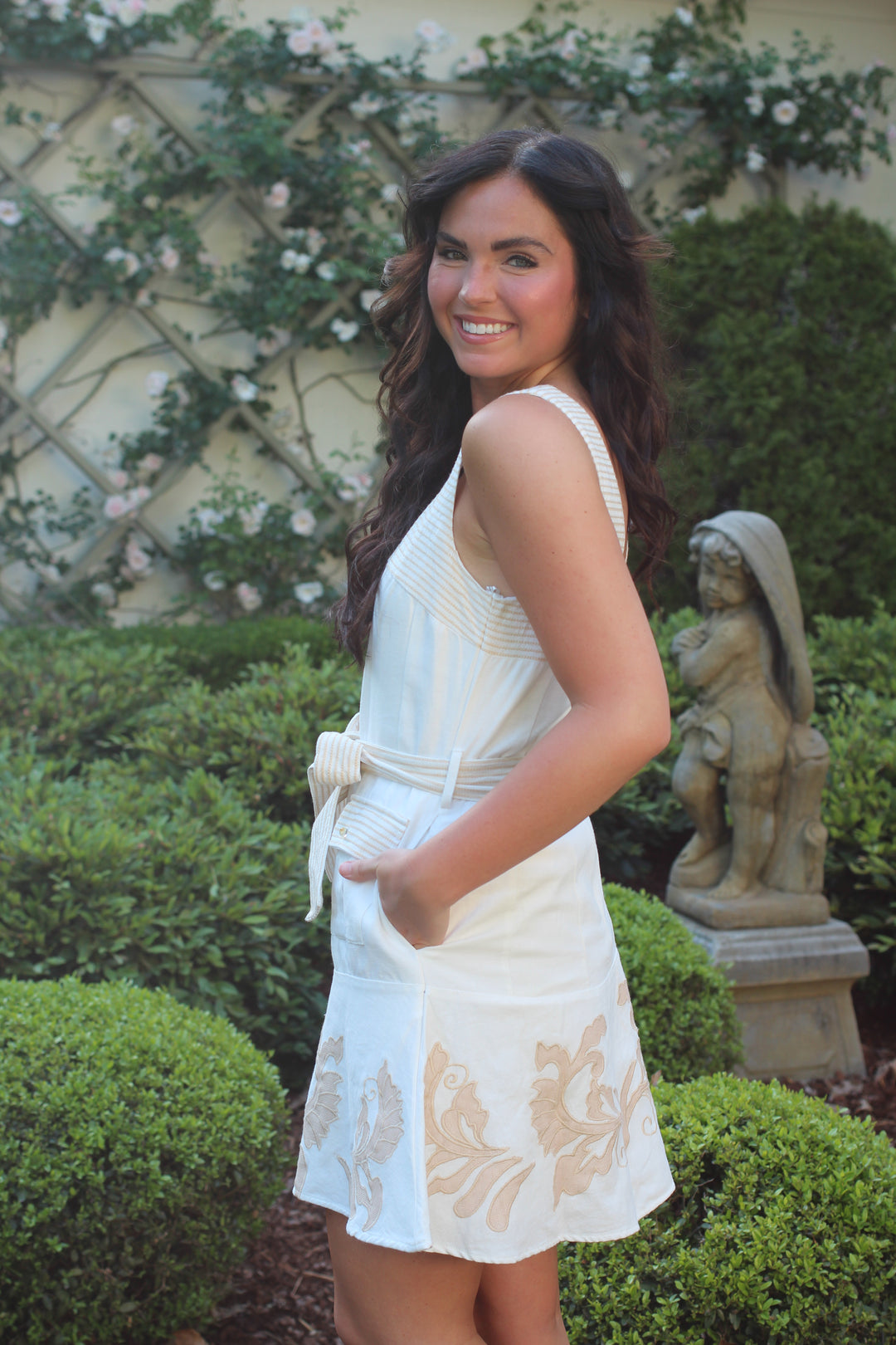 Embroidered Sleeveless Mini Dress