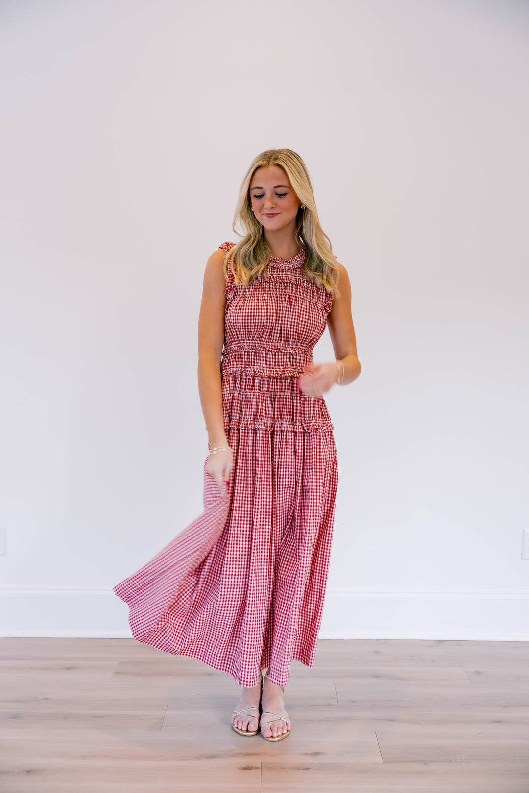 Red Gingham Drop Waist Dress