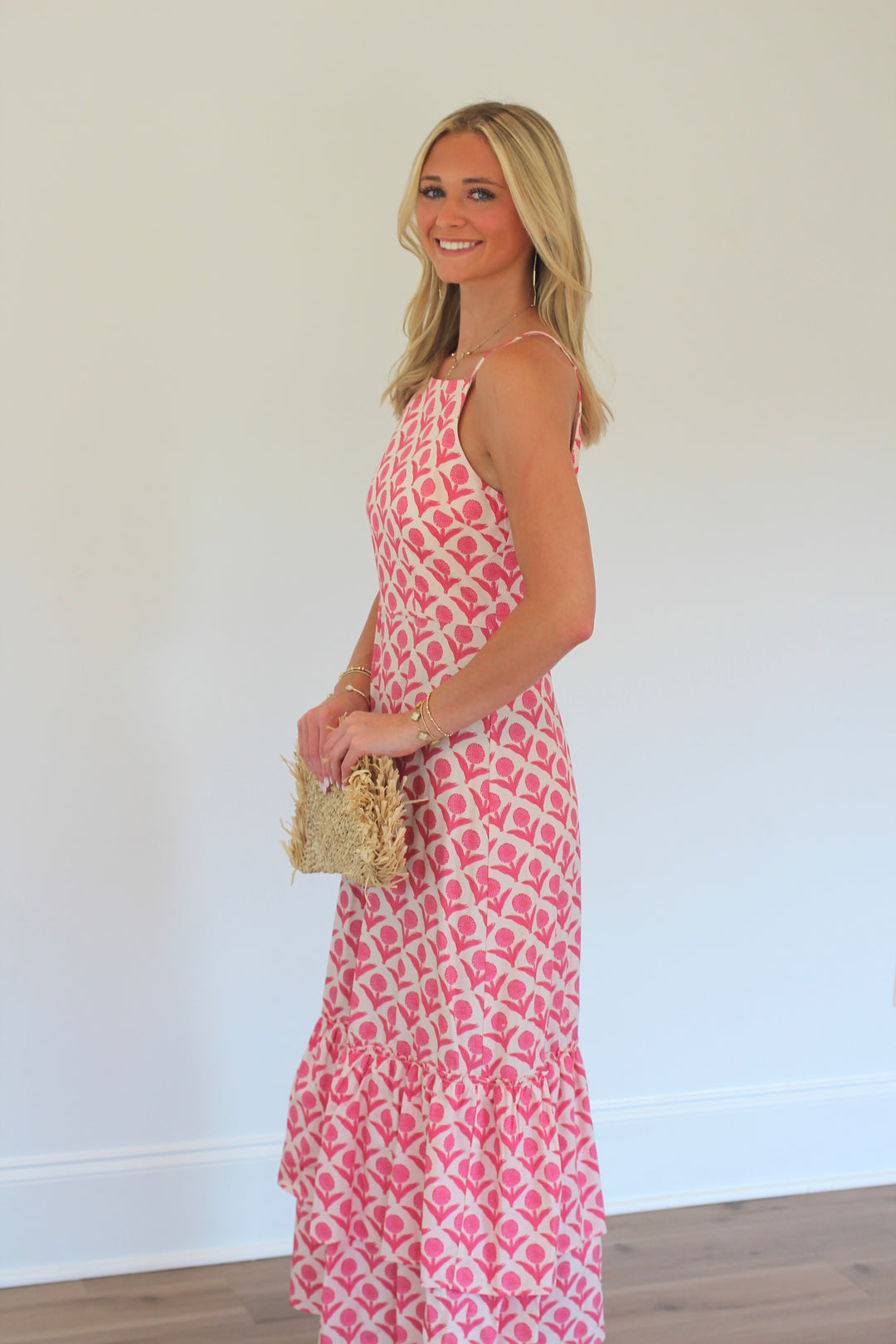 Floral High Neck Tiered Maxi