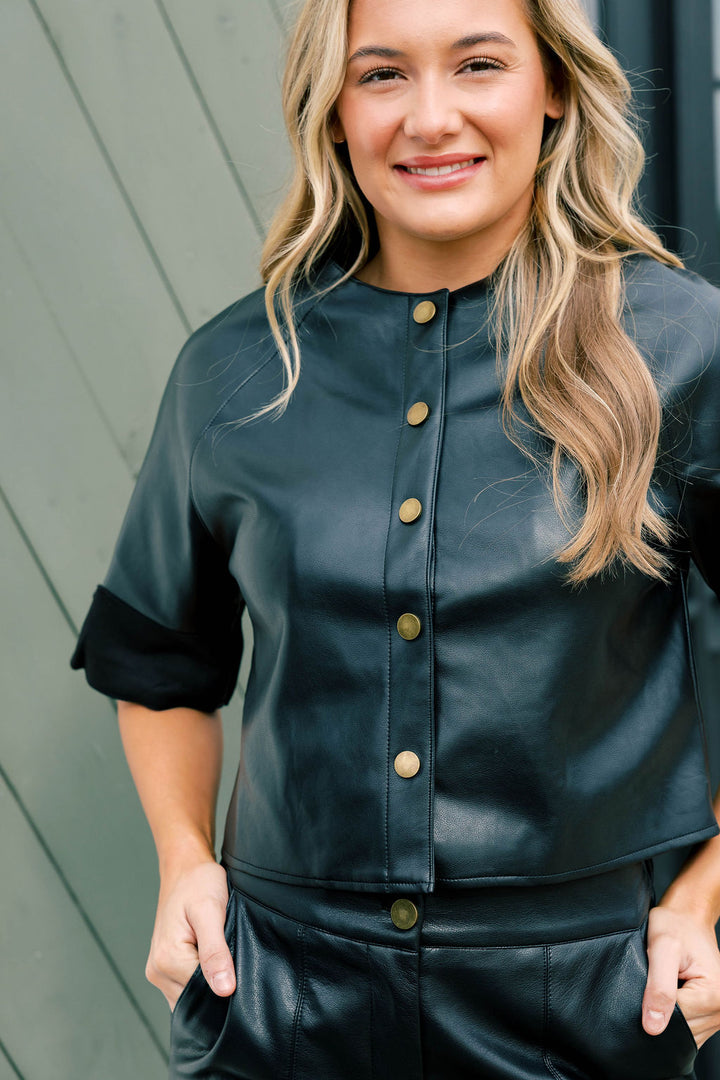 Leather Shirt Jacket