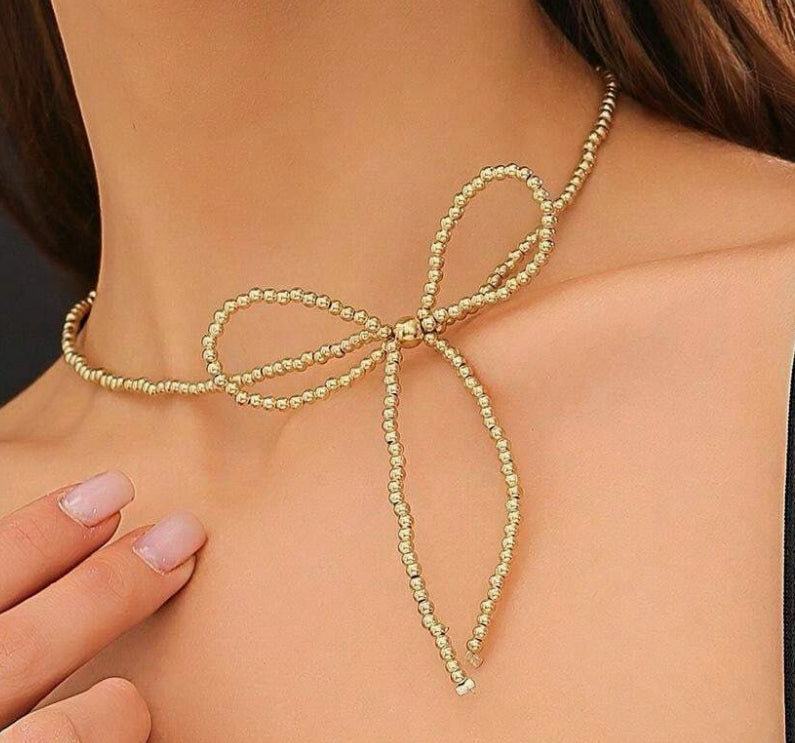Beaded Bow Necklace