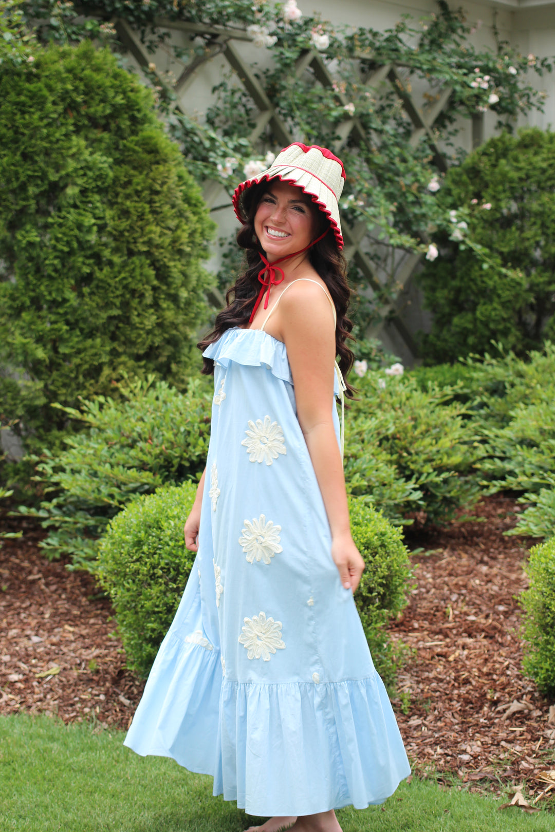 Embroidered Flower Flowy Maxi Dress