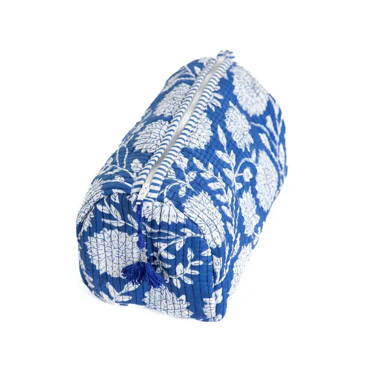 Floral Print Quilted Cotton Toiletry Bag 3 Piece Set