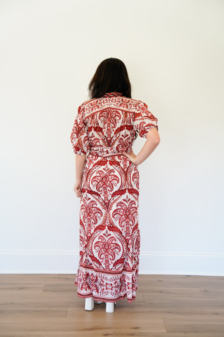 Off-White Tropical Cameo Belted Maxi Dress