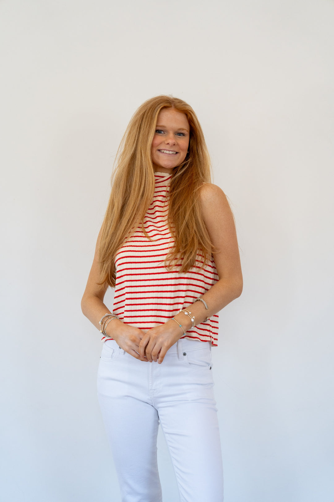 Striped Mock Neck Top