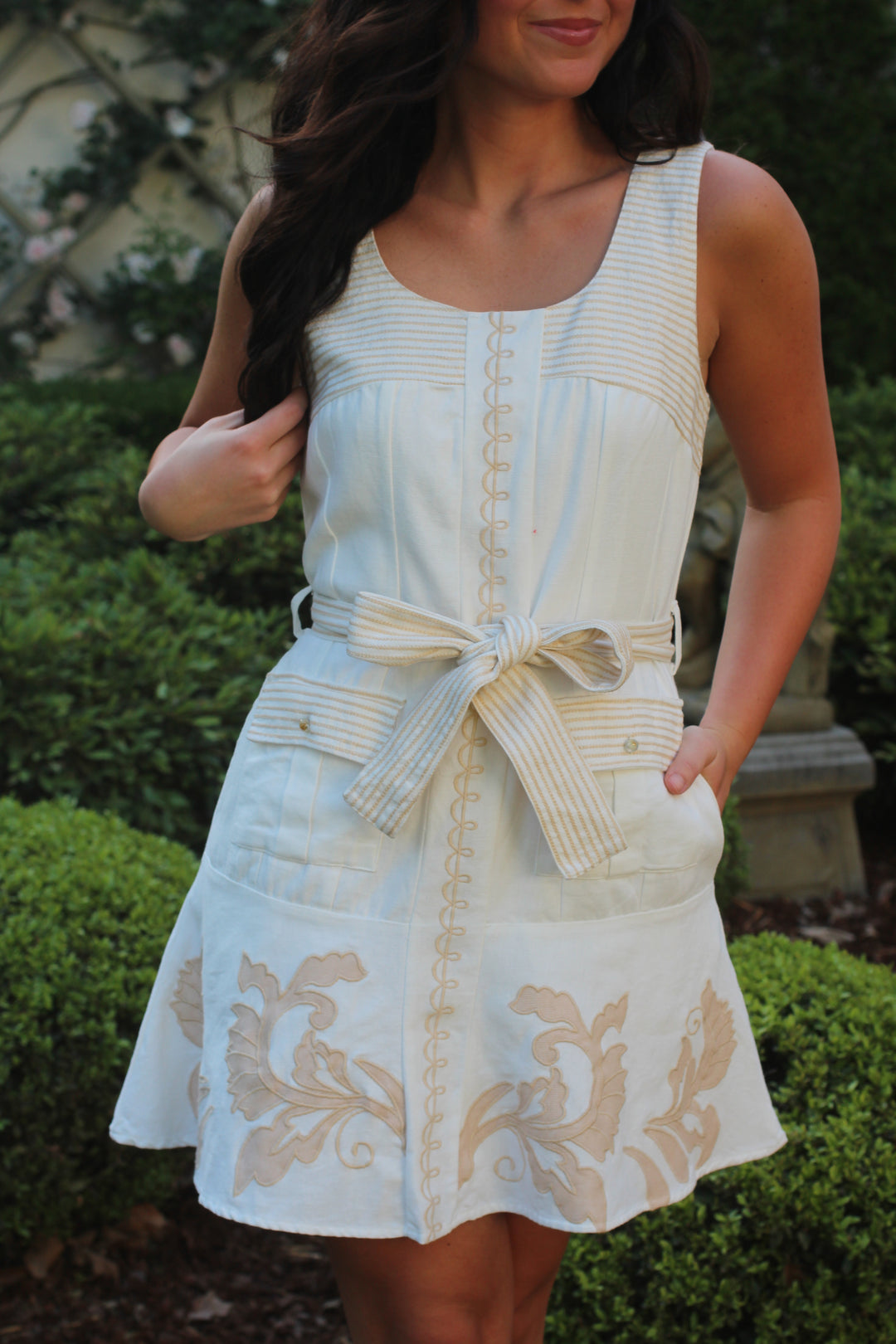 Embroidered Sleeveless Mini Dress