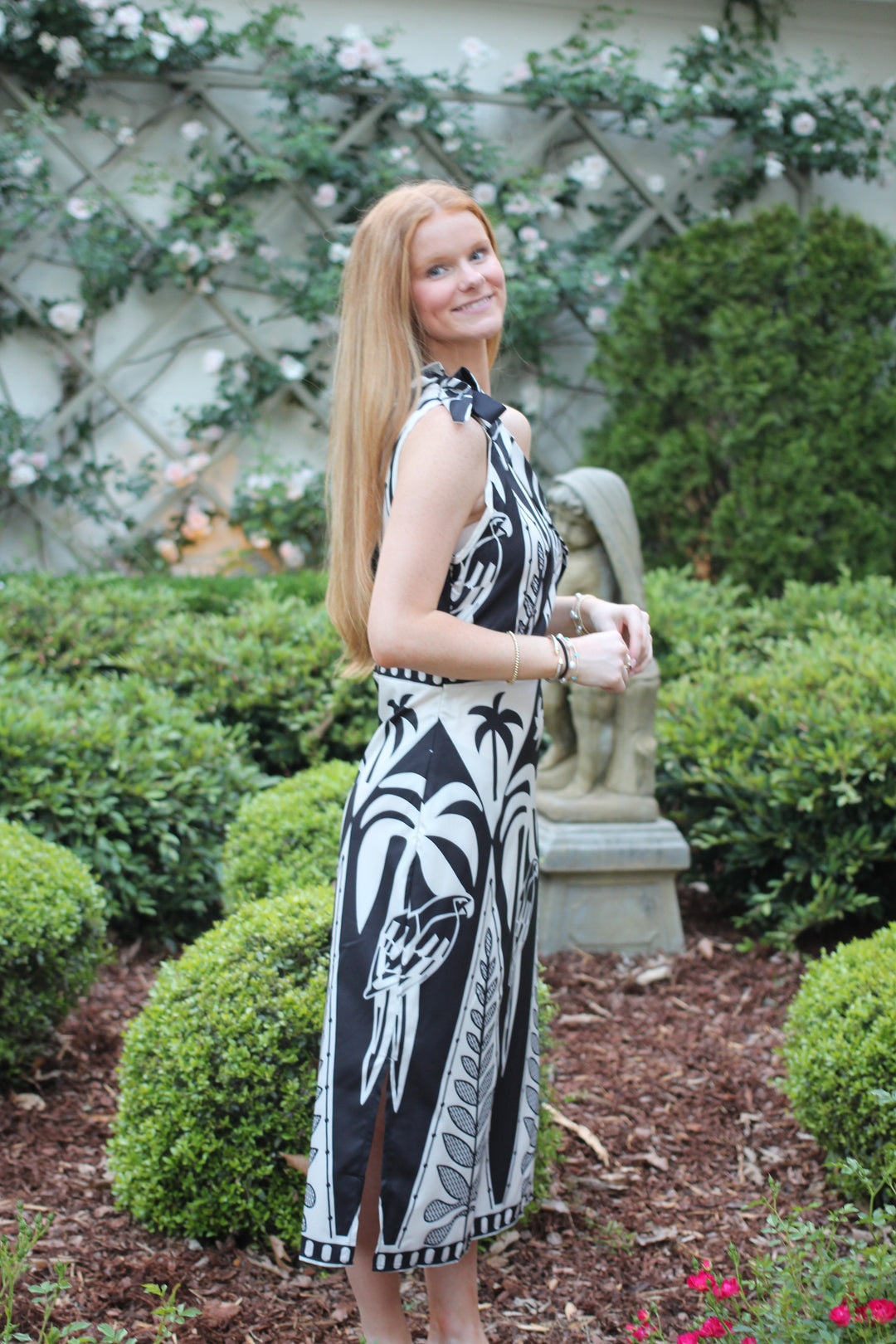 Palm One Shoulder Midi Dress