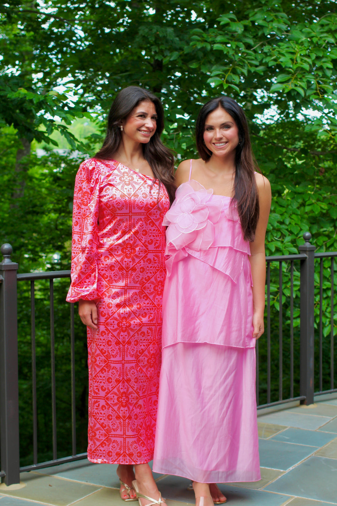 3d Floral Applique Tiered Maxi Dress
