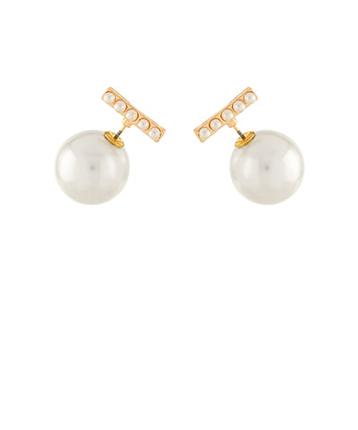 Pearl Bar With Pearl Back Stud Earring