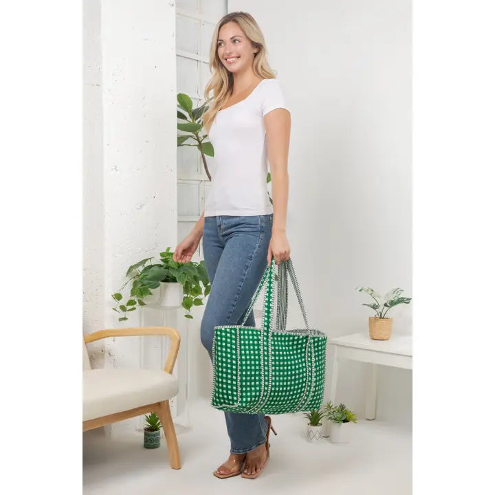 Quilted Checkered Tote