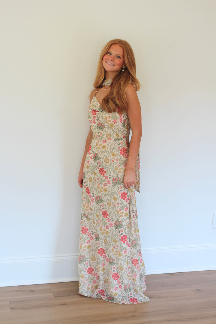 Scarf Neck Cowl Floral Maxi