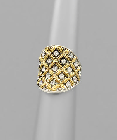 Mixed Metal Diamond Statement Ring