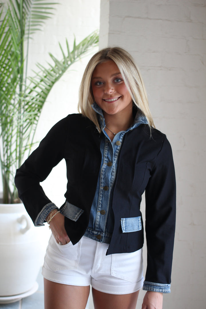 Denim Stretch Knit Jacket