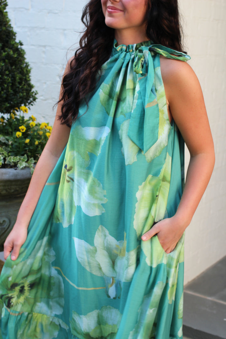 Floral Breeze High Neck Dress