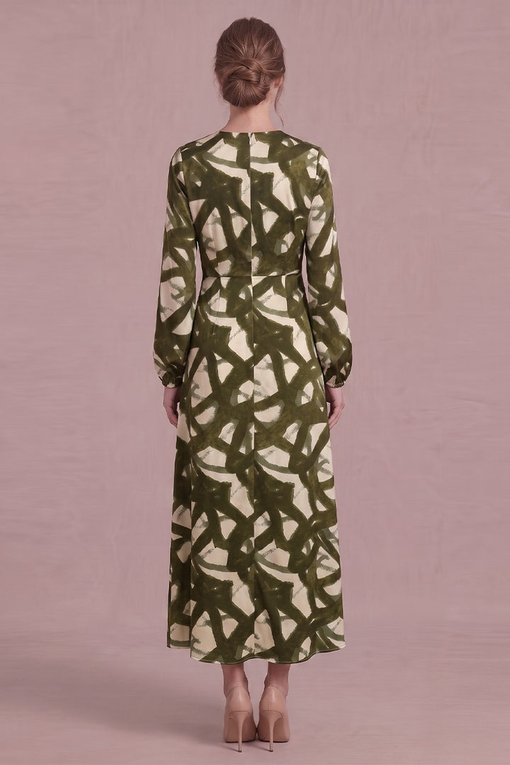 Everly Dress in Cream/Olive