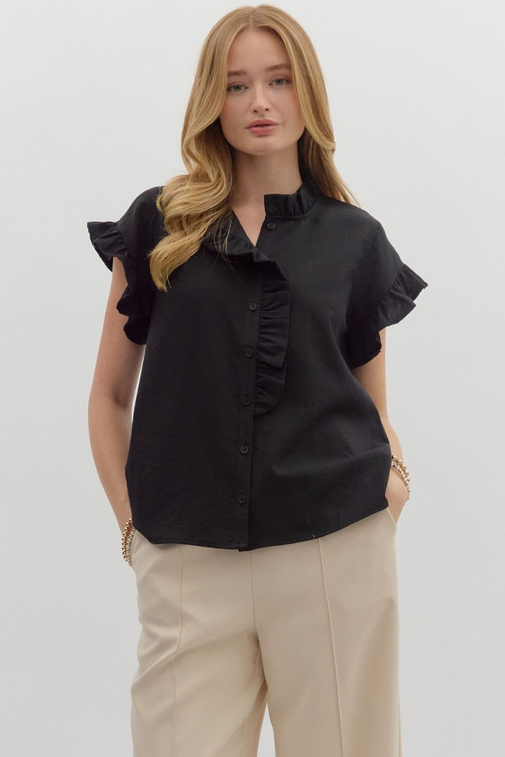 Ruffle Button Down Top