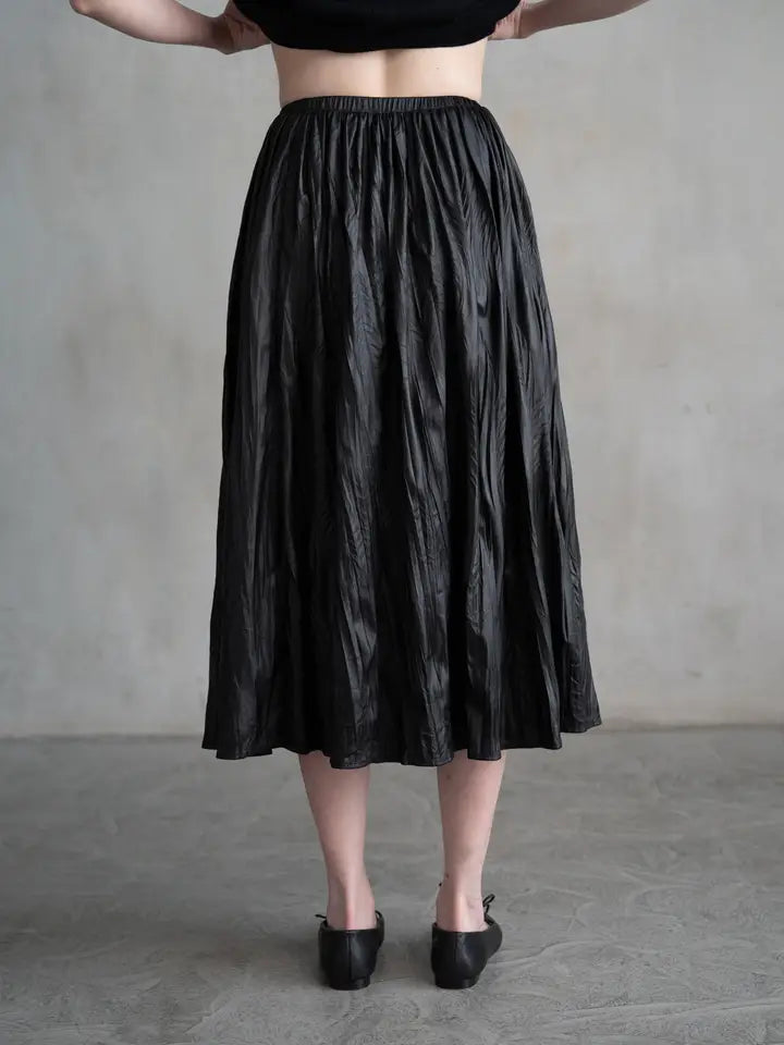 Faux Leather Shirred Skirt
