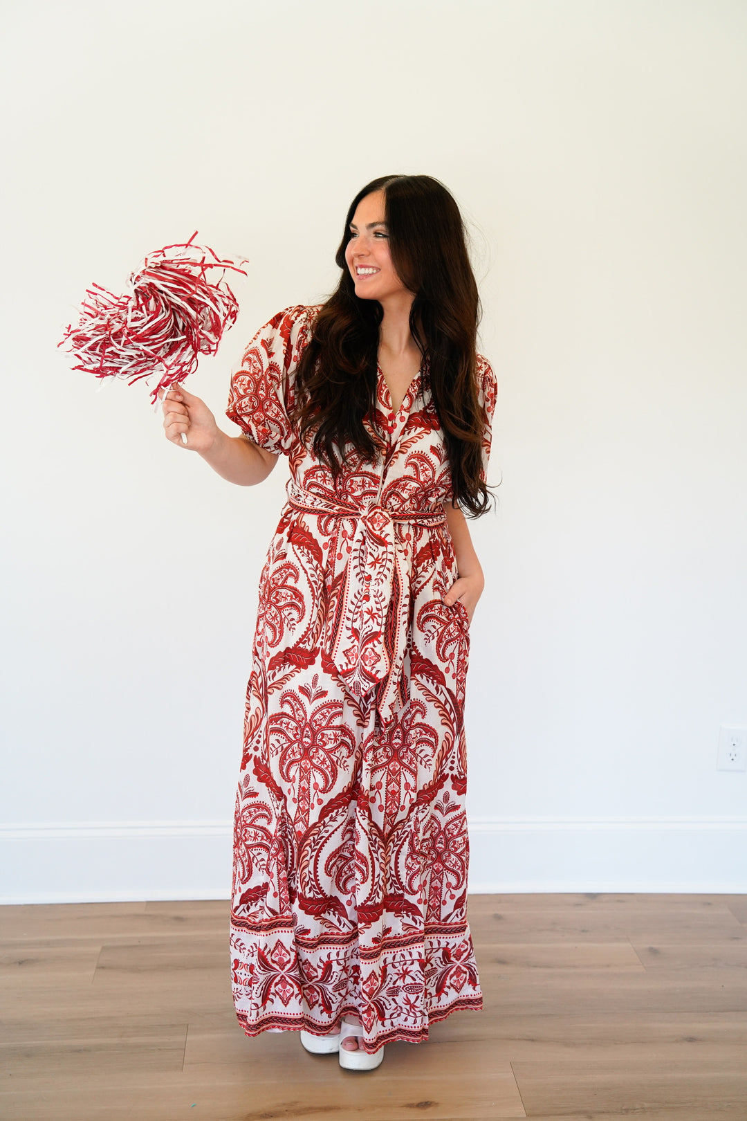 Off-White Tropical Cameo Belted Maxi Dress