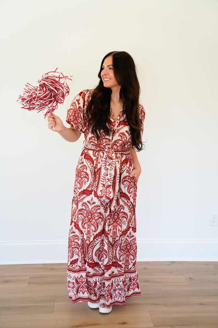 Off-White Tropical Cameo Belted Maxi Dress