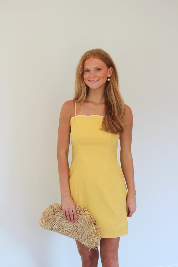 Lemon Scallop Mini Dress