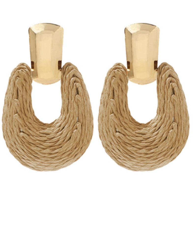 Brown Raffia Gradient Earring