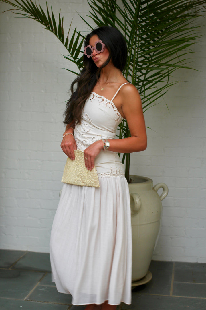 Eyelet Drop Waist Maxi Dress