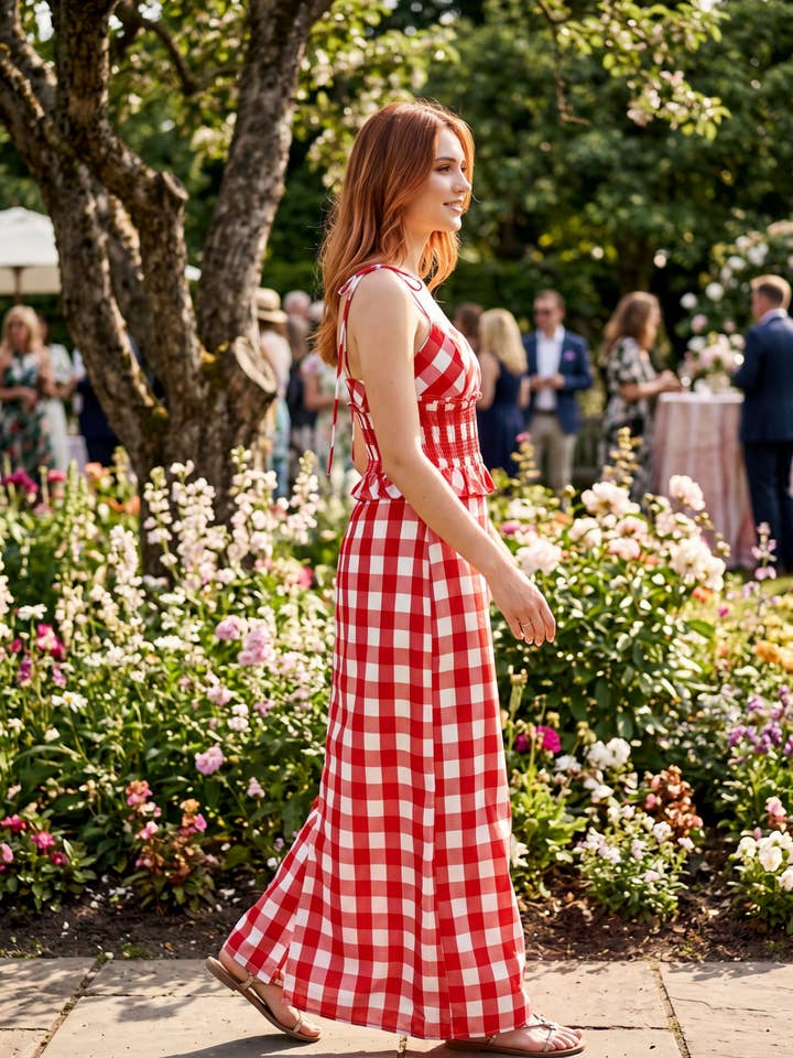 30A Gingham Set - red/white