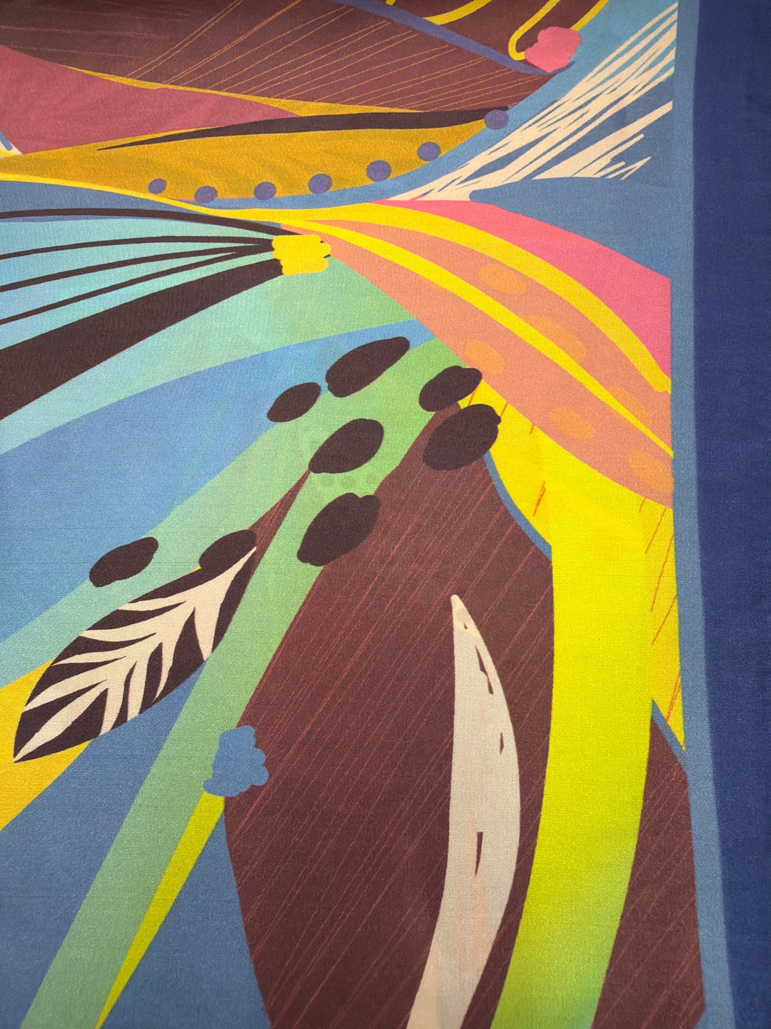 Brushstroke Print Scarf in Royal