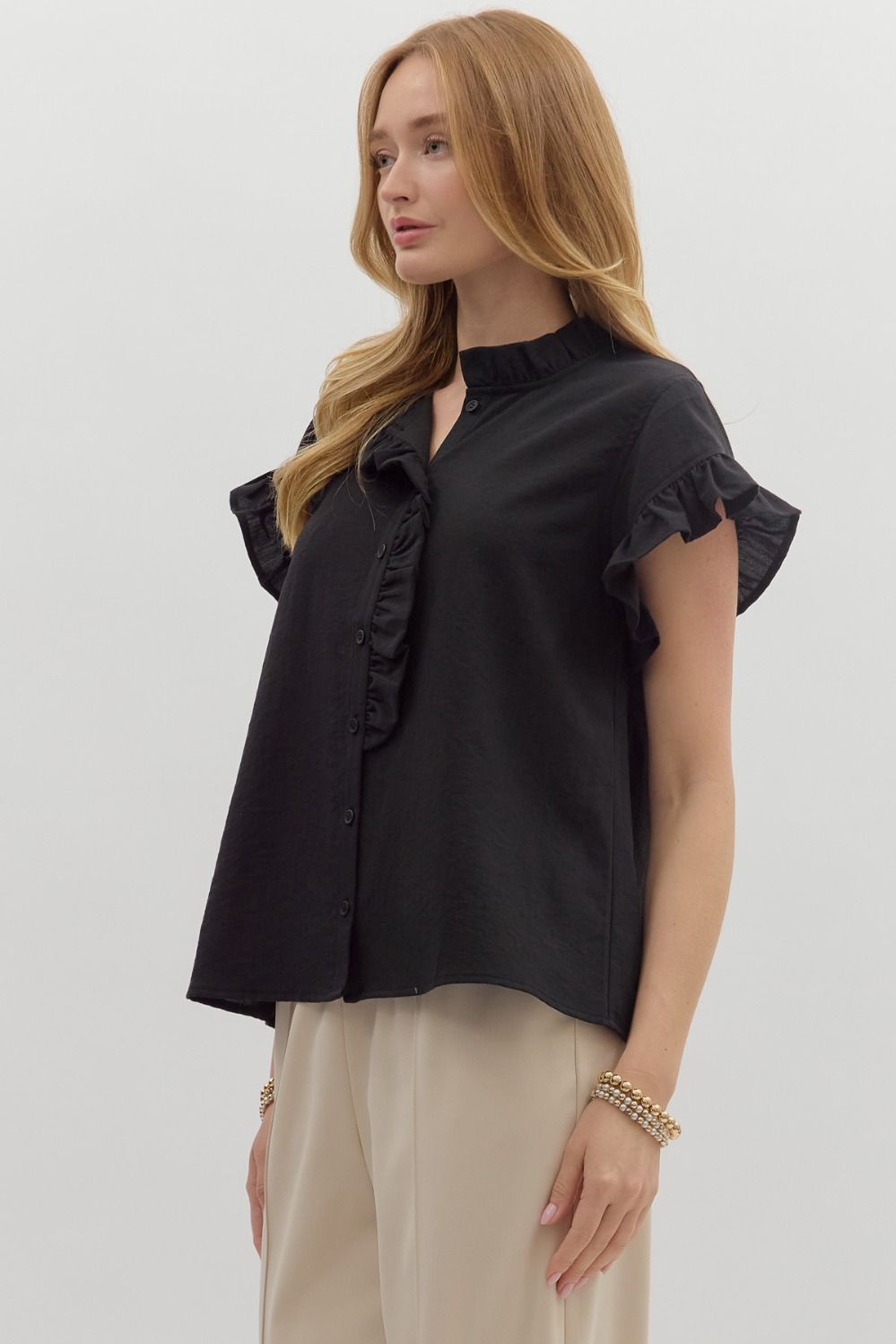 Ruffle Button Down Top