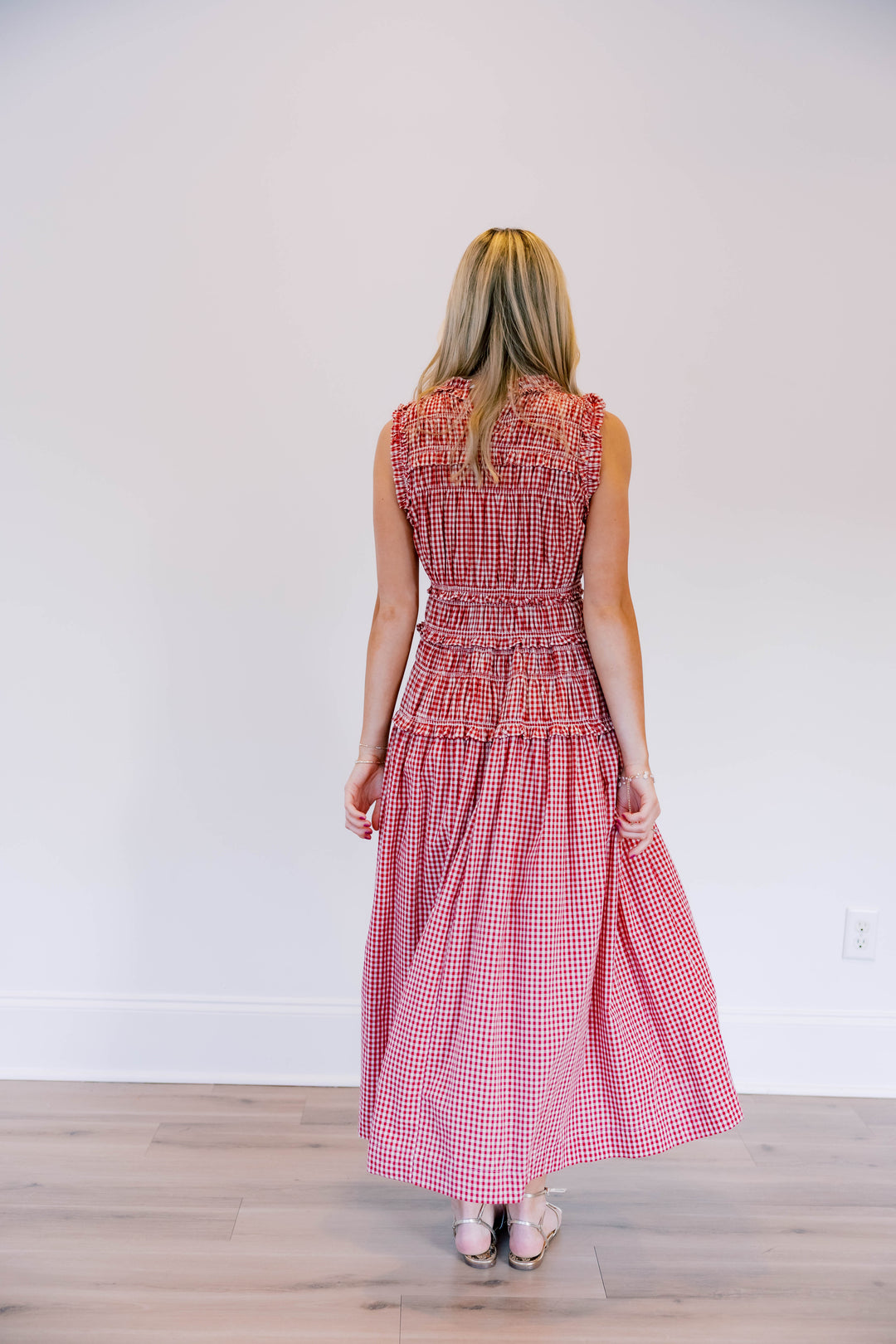 Red Gingham Drop Waist Dress