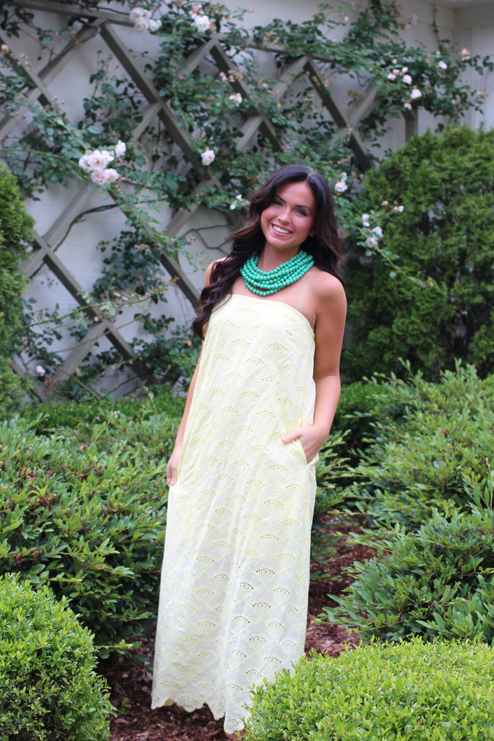 Sunshine Eyelet Strapless Dress