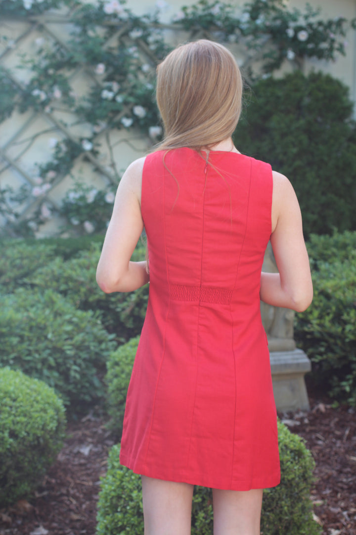 Ruby Red Seashell Button Dress