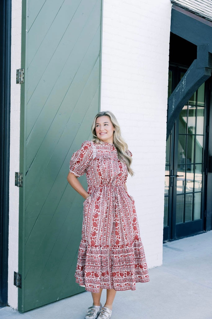 Red Roses Midi Dress