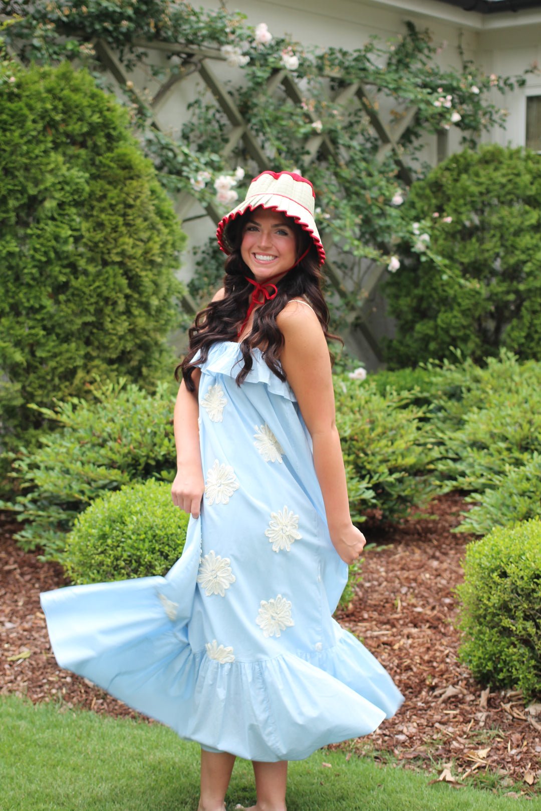 Embroidered Flower Flowy Maxi Dress
