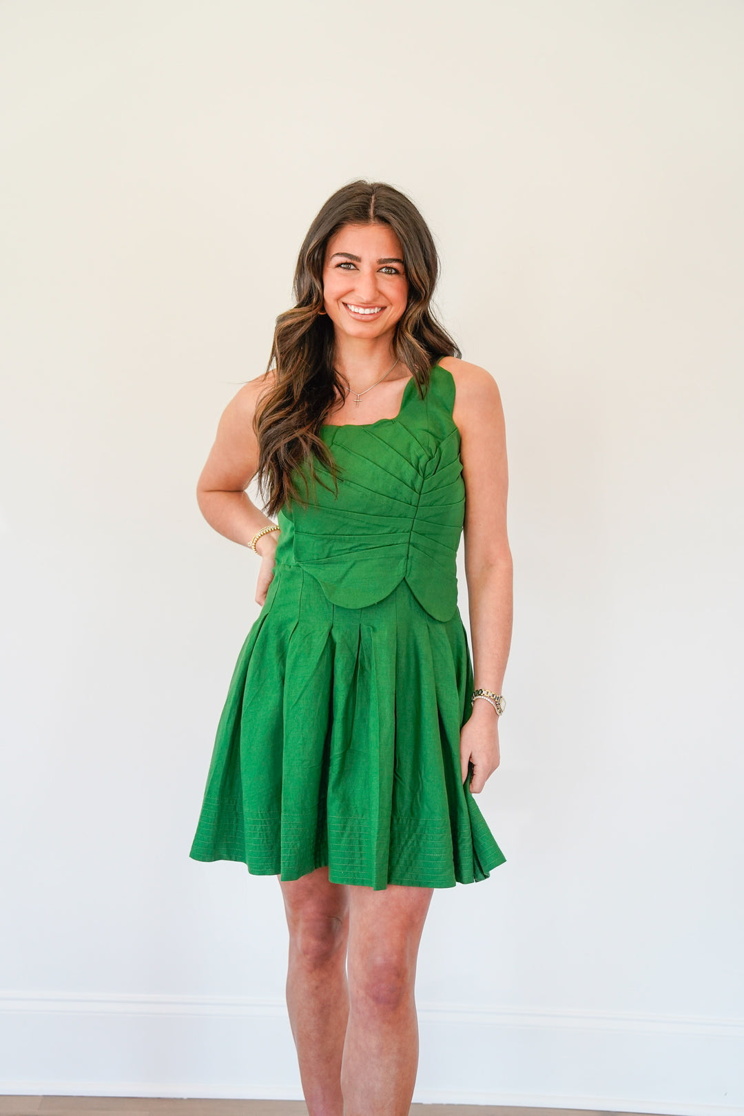 Green One Shoulder Lea Mini Dress